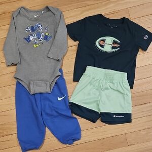 Nike Kids Matching Set Gray and Blue Bodysuit with Blue Pants